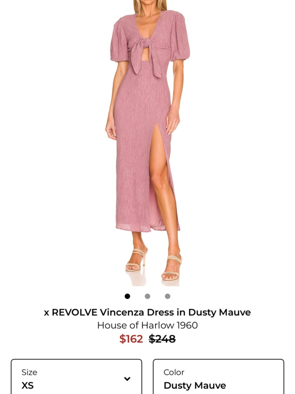 House of Harlow 1960 Dusty Mauve Midi Tie-Front Dress